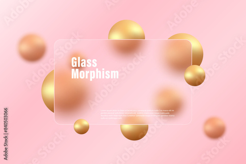 Abstract glass morphism background, landing page illustration.
