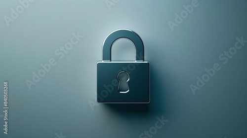 A simple data protection icon in the upperleft third of the frame on a light gray background photo