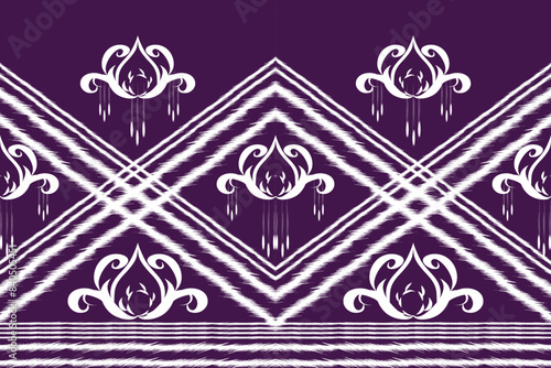 Ethnic abstract ikat art. Seamless pattern in tribal, folk embroidery, Ikat style floral colorful seamless pattern. Can be printed and used as wrapping paper, wallpaper, textile, fabric. 