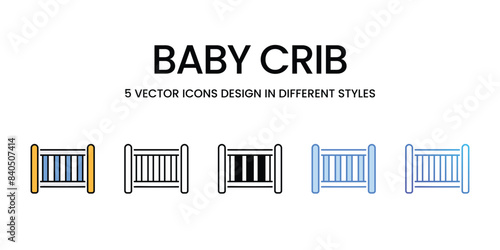 Baby Crib icons vector set stock illustration.