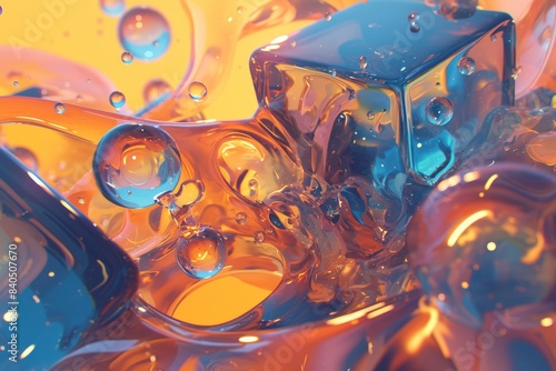 Abstract water droplets in various shades and style