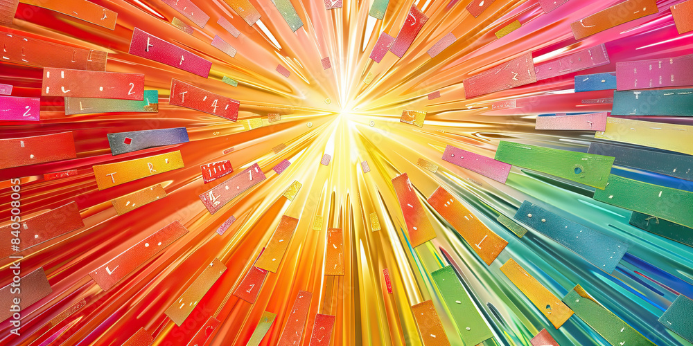 Sale Spectral Burst: Abstract burst of colorful sale tags and banners radiating outward like rays of light Sale Spectral Burst: Abstract burst of colorful sale tags and banners radiating outward like rays of light