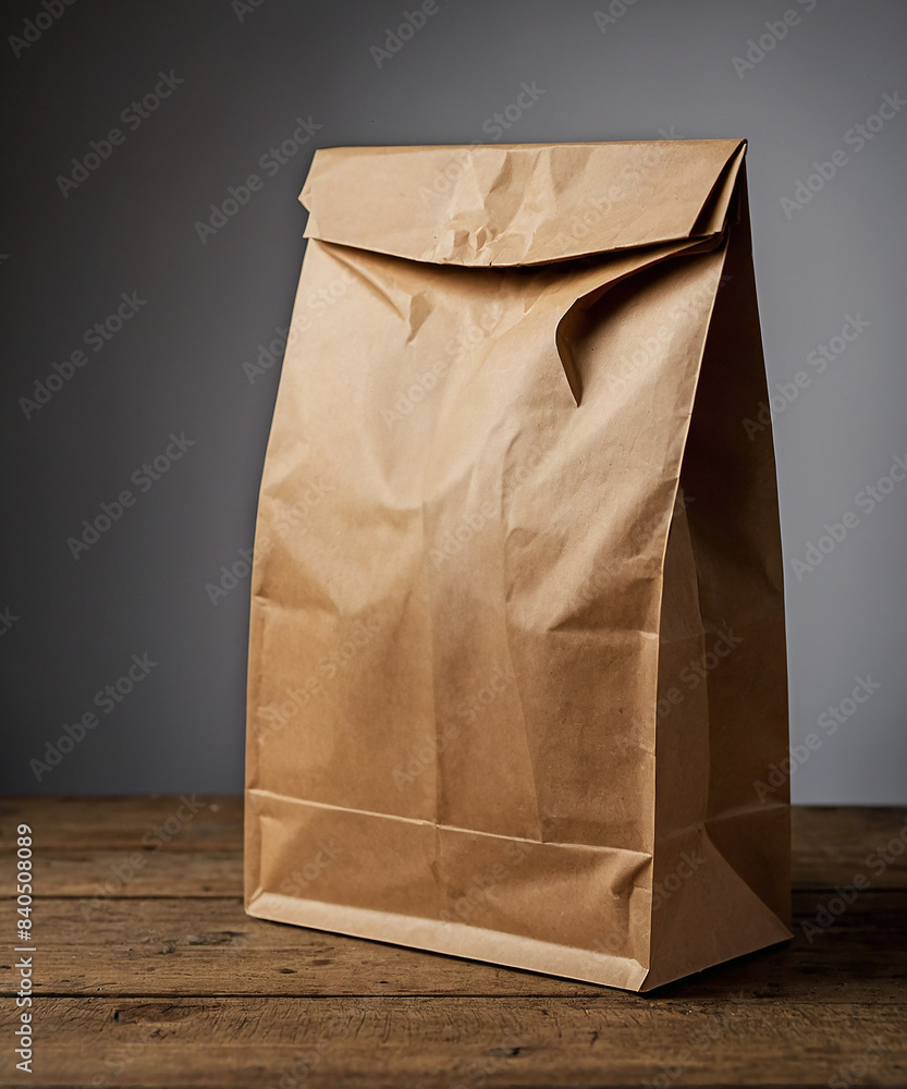 brown paper bag on a wooden table brown paper bag on a wooden table