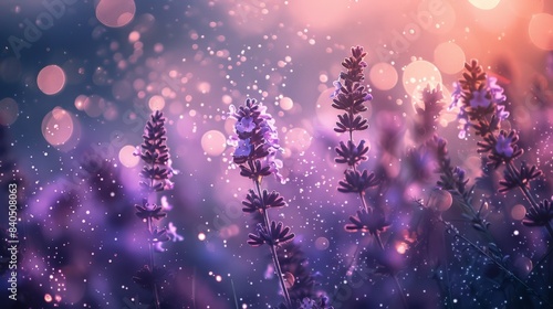 Purple Flower Field at Sunset