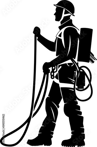 Silhouette of Worker with Safety Gear - Representation of Labor and Preparedness