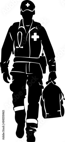 Silhouette of Paramedic: Dedication and Urgency with Copy Space