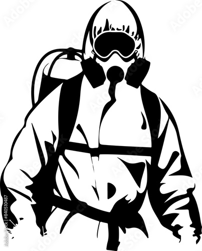 Vector Silhouette of Hazmat Suit Signifying Safety and Protection