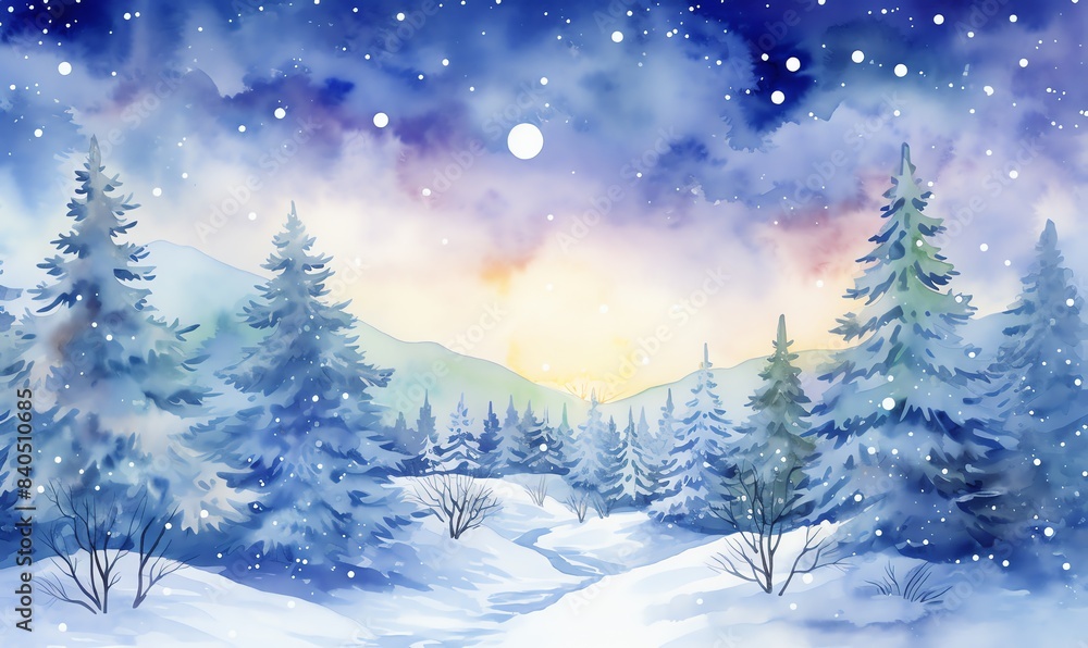 Watercolor composition capturing Christmas magic