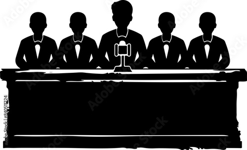 Silhouette of Panel Discussion with Five People at a Table