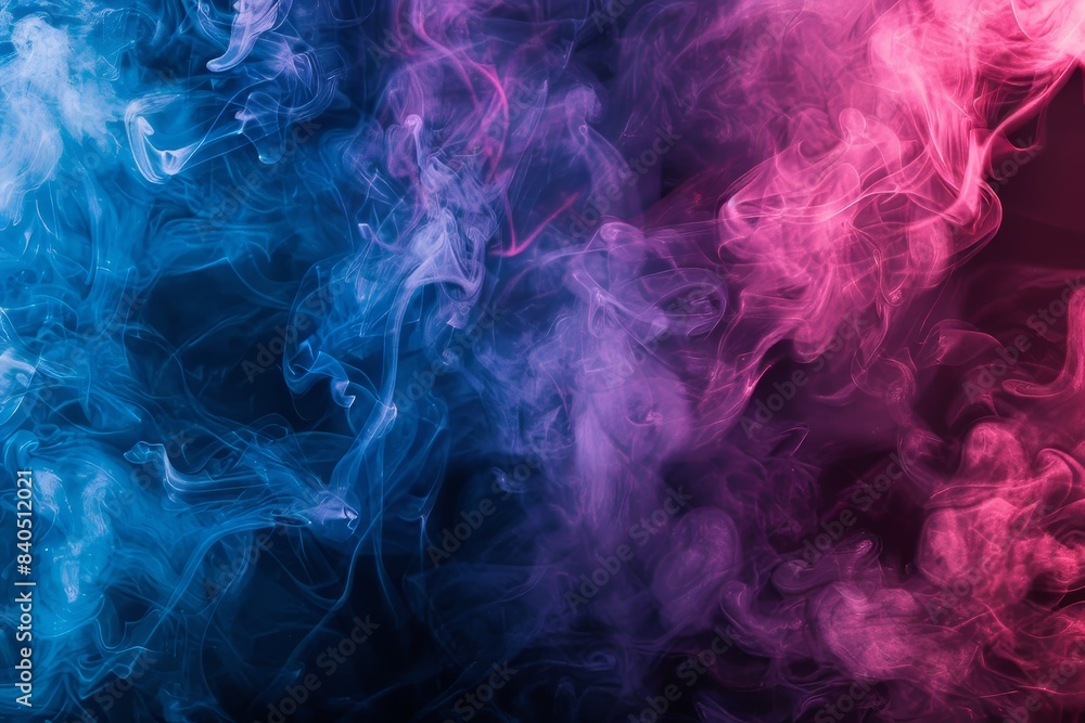 Colorful smoke background. Abstract smoke on black, pink and blue color background. Vape background. Colorful smoke background. Abstract smoke on black, pink and blue color background. Vape background.