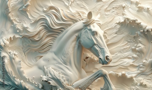 Beautiful horse 3d relief wallpaper photo