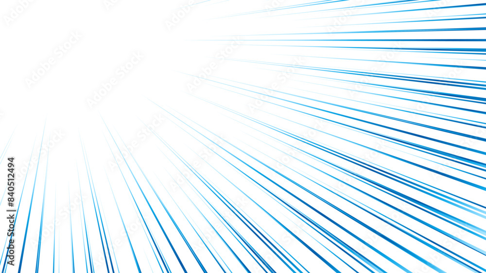 青色のグラデーションの集中線の素材