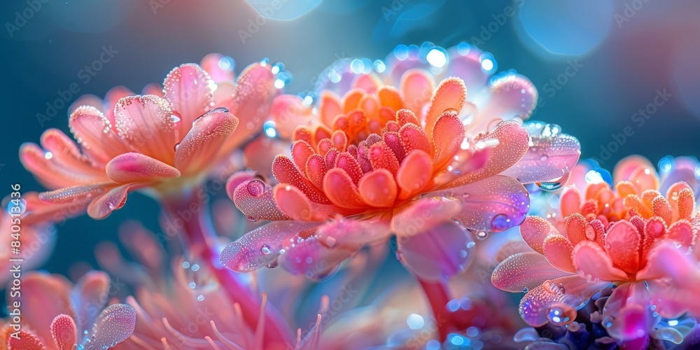 Vivid Flower Bouquet with Water Drops on a Blurred Background Vivid Flower Bouquet with Water Drops on a Blurred Background