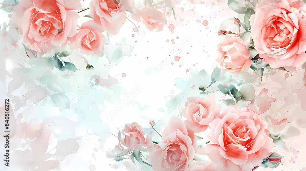Soft rococo watercolor rose flowers texture pattern illustration poster background Soft rococo watercolor rose flowers texture pattern illustration poster background