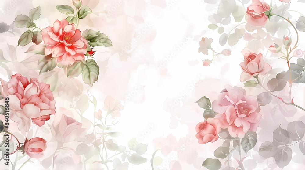 Soft rococo watercolor rose flowers texture pattern illustration poster background Soft rococo watercolor rose flowers texture pattern illustration poster background