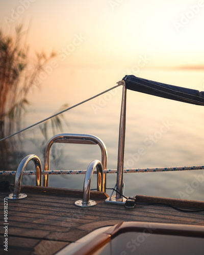 Nice wooden vessel at lake Balaton in summer