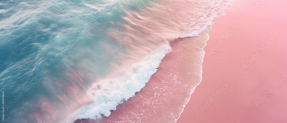 Fototapeta premium Beach with beautiful pink waves