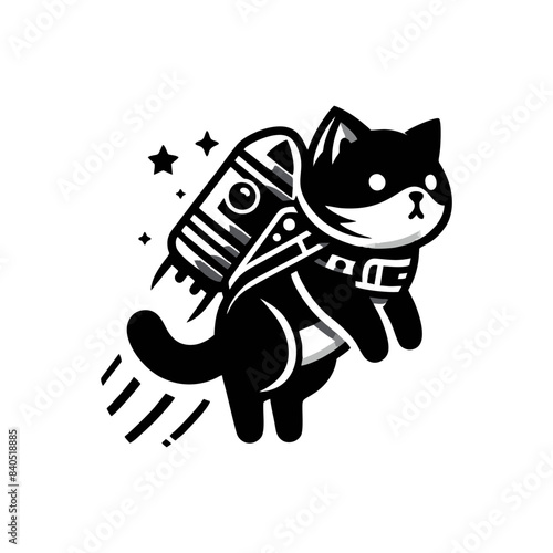 cat and rocket logo design inspiration. cat logo. rocket and cat icon logo template. vector illustration
