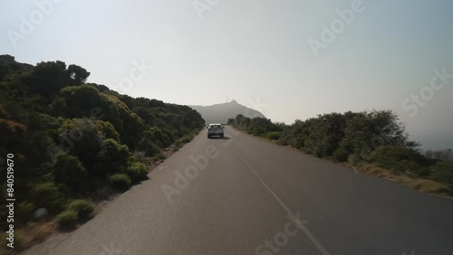 Onboard coach view approaching lighthouse at Simon's Town, Cape of Good Hope Nature Reserve, Cape Town, Western Cape, South Africa, Africa