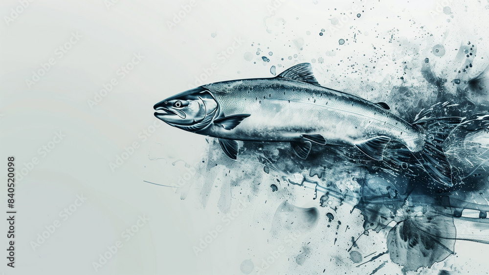 Detailed Illustration of a Silver Salmon Detailed Illustration of a Silver Salmon