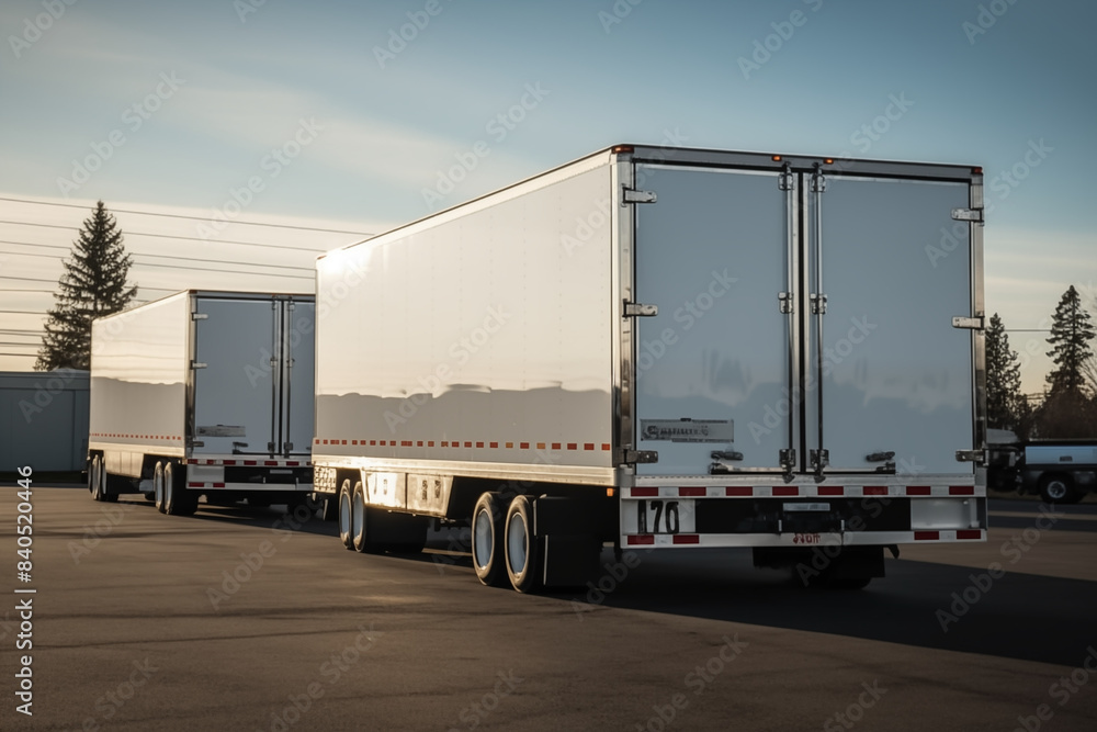 A semi truck hauls cargo on a long highway A semi truck hauls cargo on a long highway