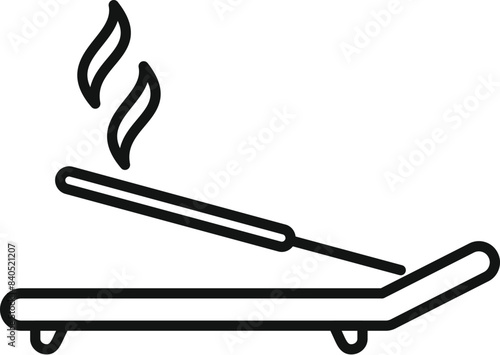 Simple line drawing of an incense stick with smoke, ideal for icons or minimalist designs