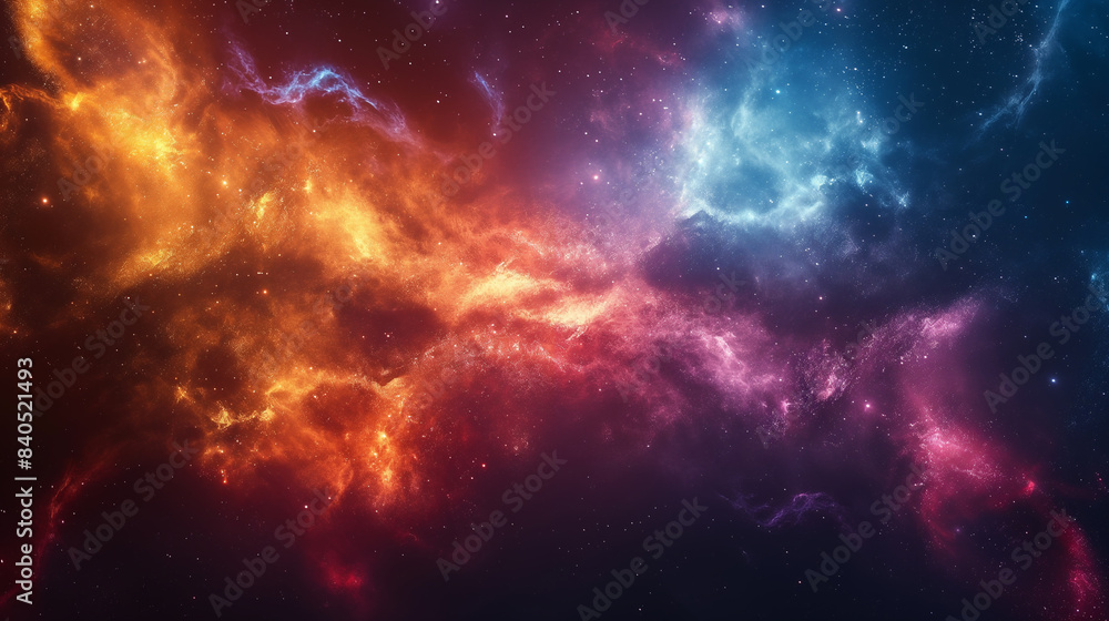 Fototapeta premium A colorful galaxy with orange and blue swirls