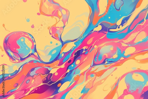 Colorful abstract water droplets in vibrant artwork