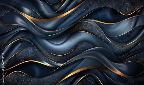 Fototapeta Naklejka Na Ścianę i Meble -  Navy blue Gold abstract wave line arts background . Luxury wallpaper design for prints, wall arts and home decoration, cover and packaging design