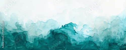 An abstract watercolor with soft, feathered edges in shades of teal and turquoise © Nisit