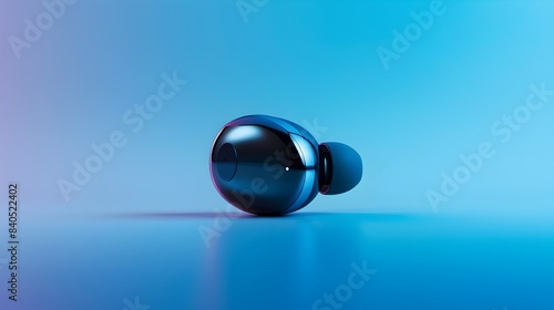 Sleek Wireless Earbud with Vibrant Blue Gradient Background 3D Render