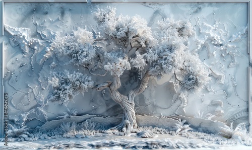 Fototapeta Naklejka Na Ścianę i Meble -  3d tree wallpaper. White background