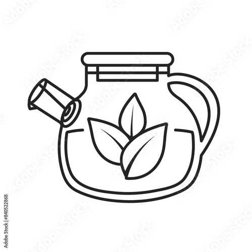 Green tea kettle icon. Traditional teapot vector illustration. Kettle with herbal tea symbol.