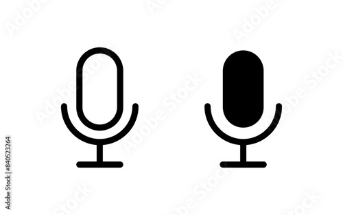 Microphone icon. Audio mic pictogram. Sound record symbol. Podcast speaker vector illustration. Voice sing.