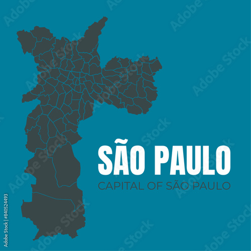 São Paulo, the capital, and all its neighborhoods and regions.  Map of the capital of the state of São Paulo, Brazil's economic hub.