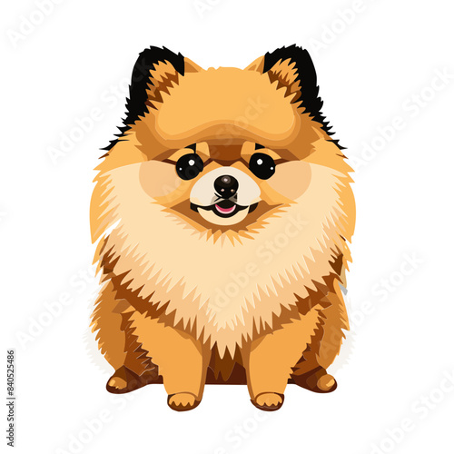 Zwergspitz Pomeranian Illustration Vektor Kunst Comic 