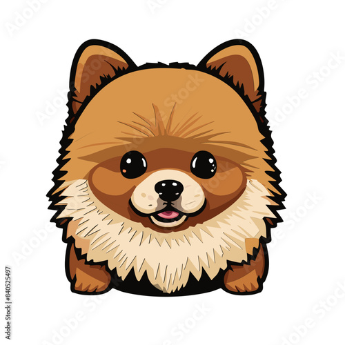 Zwergspitz Pomeranian Illustration Vektor Kunst Comic 