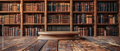 Wallpaper Mural Elegant wooden podium in a vintage library setting, ideal for academic presentations Torontodigital.ca