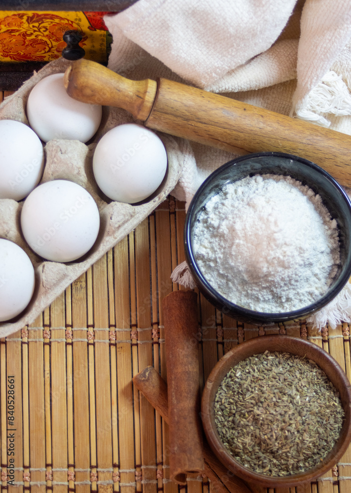Ingredients for making handmade biscuits. Zenithal photo. Ingredients for making handmade biscuits. Zenithal photo.