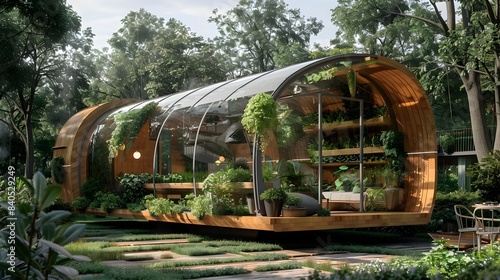 Futuristic Eco Greenhouse Blending Organic Farming and Sustainable Technology © Naput