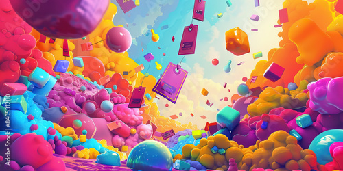 Wallpaper Mural Sale Fever Dream: Abstract dream-like landscape with surreal sale elements like floating price tags and oversized discounts Torontodigital.ca