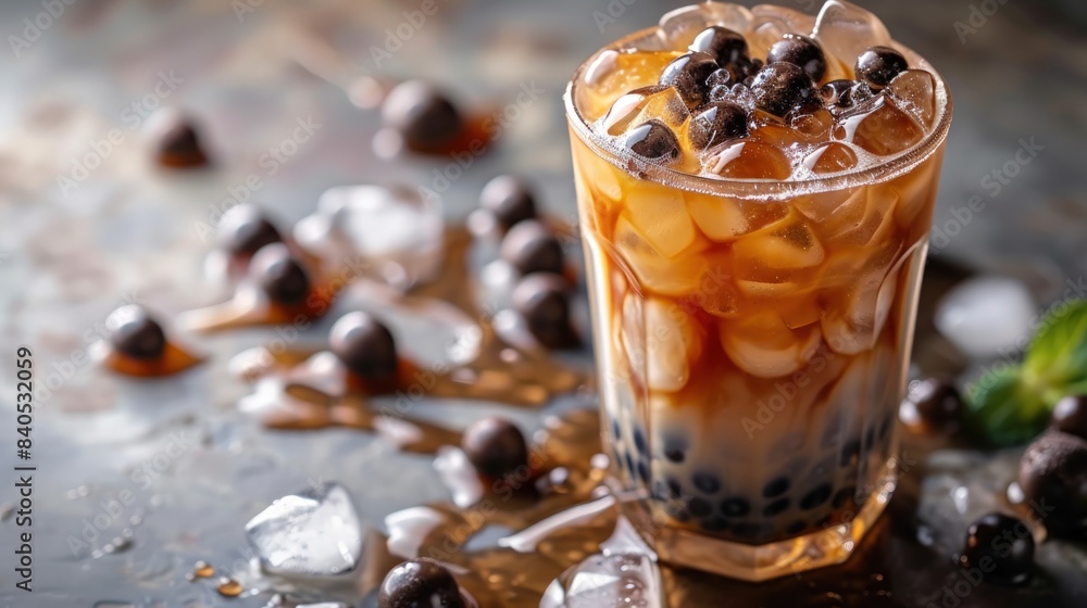 Cool Bubble Tea Refreshment with Ice Cubes Cool Bubble Tea Refreshment with Ice Cubes