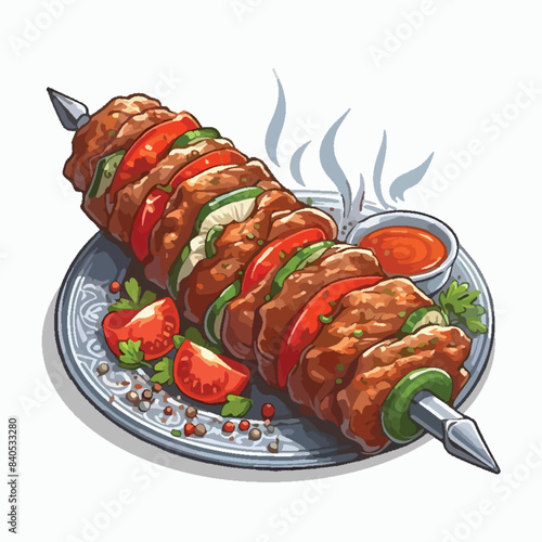 Kebab vector delicious turkish grilled vector illustration.