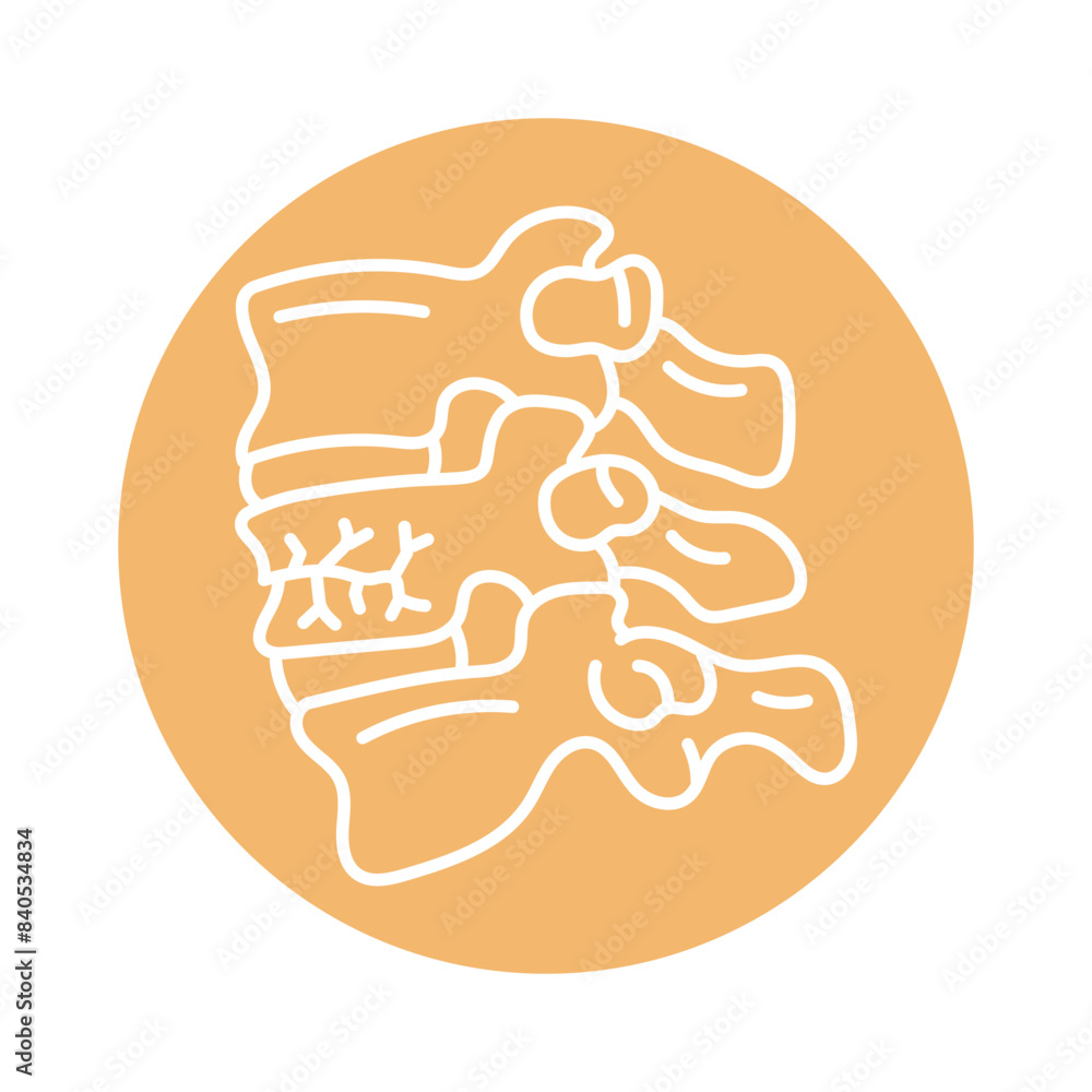 Vertebral compression fracture line black icon. Vertebral compression fracture line black icon.