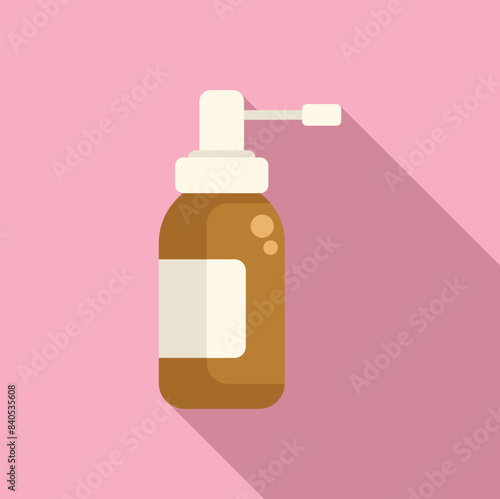 Minimalist vector illustration of a cosmetic pump bottle on a pink background, suitable for skincare and beauty themes