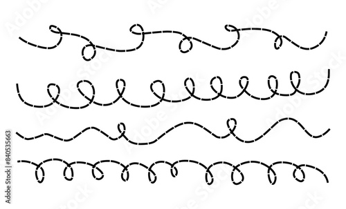 Abstract dash line wavy line separator divider design vector