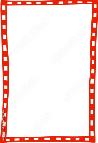 Checkered decorative vector frame. A clipart element in hand-drawn style. Isolated decoration in red color. Suitable for wedding or birthday invitation, poster, menu, greeting card.