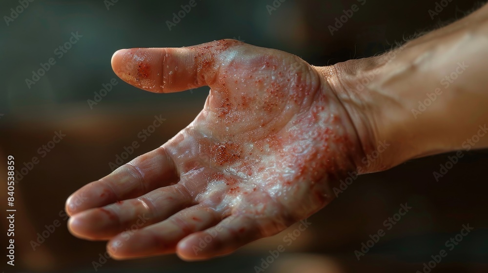 Fototapeta premium A hand with a red rash on it