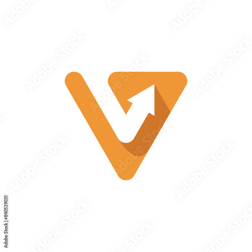 letter V arrow simple sleek creative geometric modern logo design