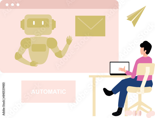 Boy is sending mail online.